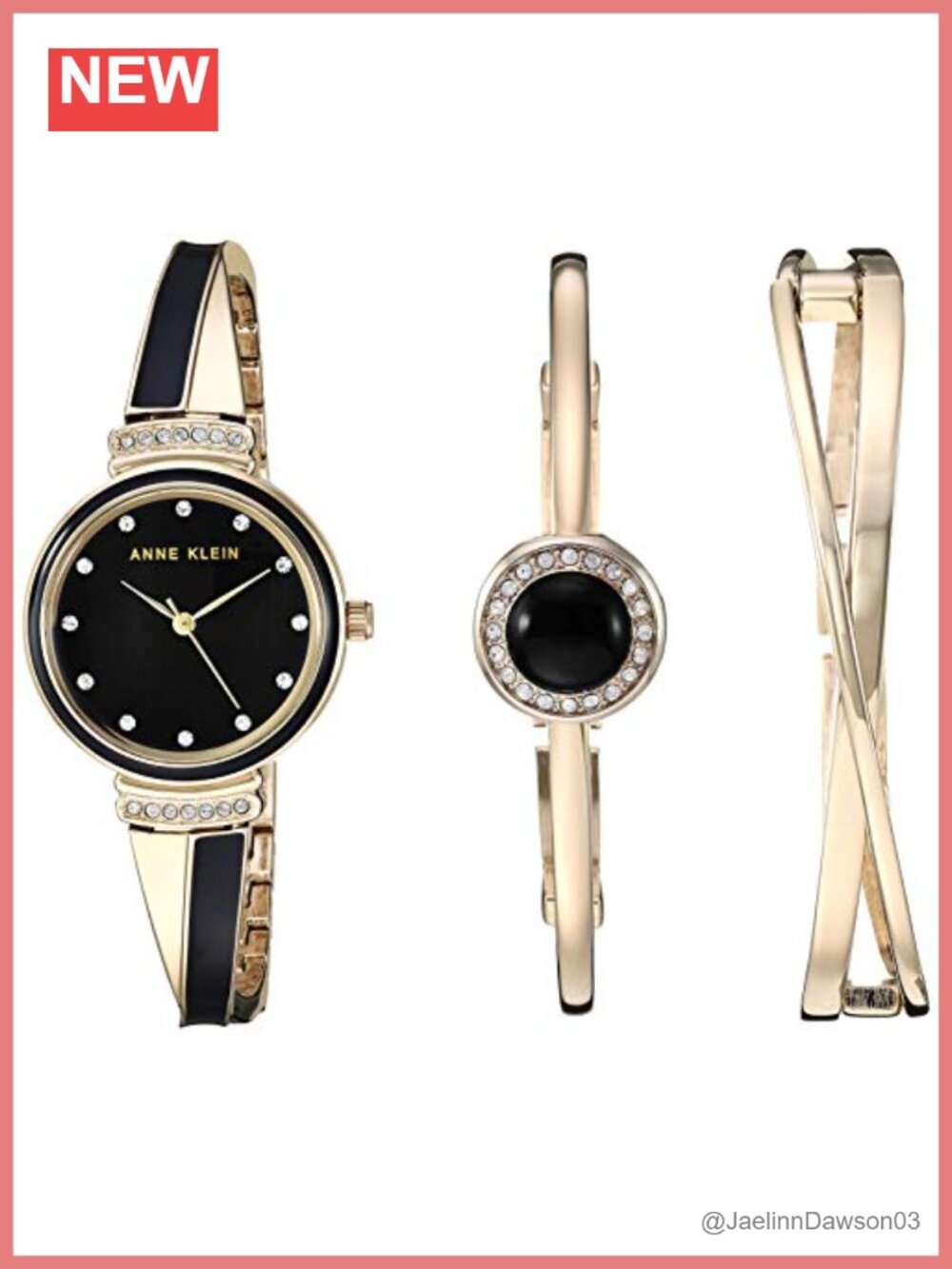 Crystal Accented Watch & Bangle Set with Japanese Quartz Movement